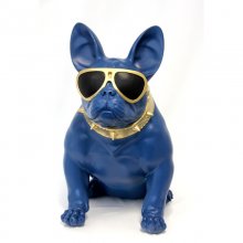 Bulldogge mit Brille, türkis
